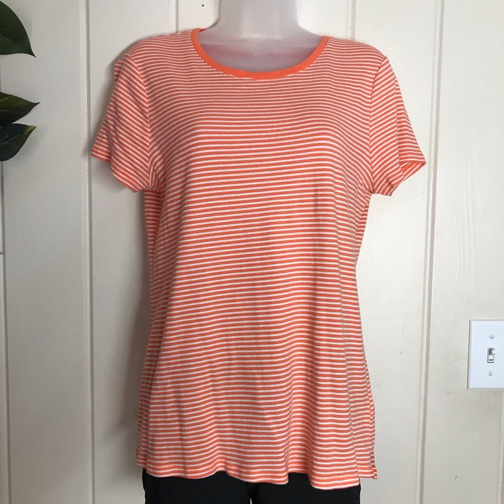 Faded Glory Orange & White Stripe Blouse 
Size Large 12 - 14
100% Cotton